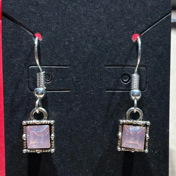 Elegant Silver tone and Red Dangle Earrings - Picture 6 of 6